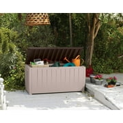 Keter Novel 90 Gallon Durable Resin Outdoor Deck Box Storage Organization, Brown