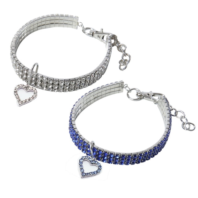 Pieza de collar de mascota con diamantes de imitación brillantes, colgante brillante, collar de perro, cristal ajustable
