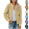 thumbnail image 5 of qucoqpe Womens Sherpa Fleece Bomber Jacket Fall Winter Casual Outerwear Tops Trendy Long Sleeve Zip Up Fuzzy Coat for Women, 5 of 5