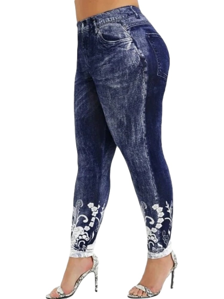 Print Denim Leggings Pants - Walmart 