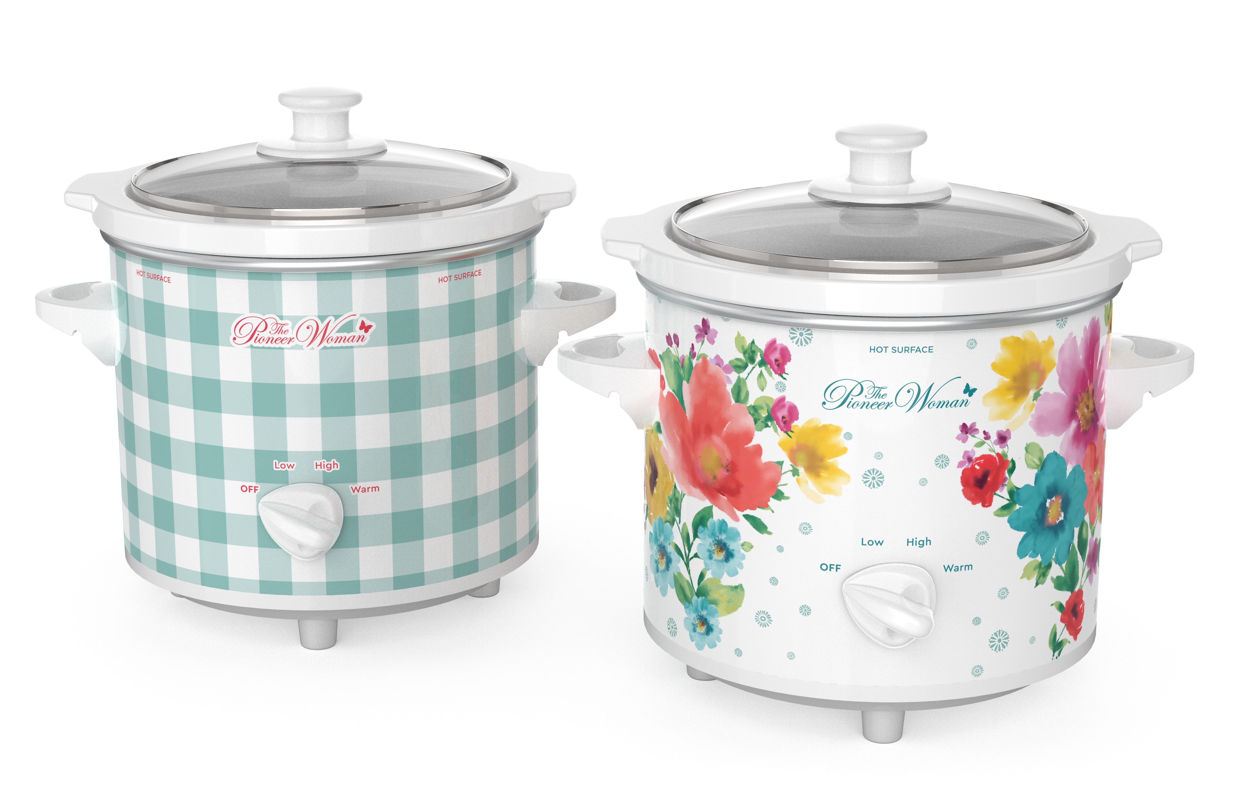 Pioneer Woman 1.5 Quart Slow Cooker Twin Pack, Breezy Blossom and Teal