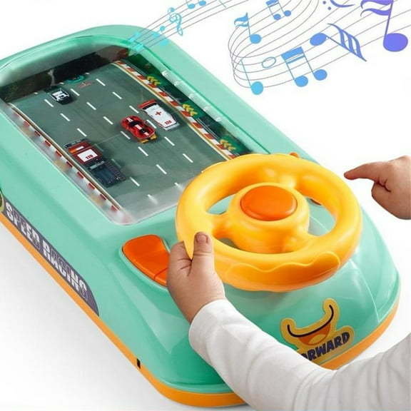 New Upgraded Car Racing Adventure with Steering Wheel, Simulated Driving Racing Car Game with Sound, Interactive Educational Learning Race Truck