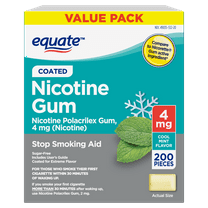 Equate Nicotine Polacrilex Coated Gum 4 mg (nicotine), Mint Flavor, Stop Smoking Aid, 200 Count
