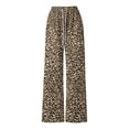 thumbnail image 4 of XIAONU Womens Leopard Print Pants Drawstring Waist Wide Leg Trouser Soft Stylish Loungewear Bottoms Brown2, 4 of 5