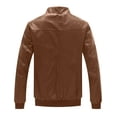 thumbnail image 2 of WenVen Men's Leather Jacket Fleece Lined Bomber Faux Leather Jacket Field L, 2 of 8