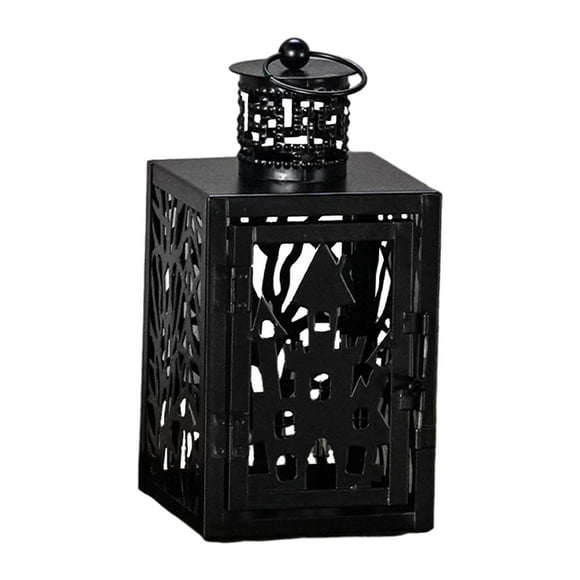 Candelabro decorativo de Halloween, farol negro de 3,5 x 3,5 x 7,6 pulgadas, decoración de mesa para puerta, mesa, decoración de fiesta, versátil Estilo C