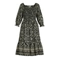 thumbnail image 4 of The Pioneer Woman Smocked Bodice Midi Dress, Women’s and Women’s Plus, Sizes XS-3X, 4 of 4
