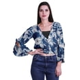 thumbnail image 1 of Moomaya Printed Womens Crop Top Wrap Style Top Wear Ruffle Long Sleeve Casual Summer Blouse, 1 of 5
