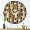 thumbnail image 2 of Designart 'Retro Luxury Waves In Blue and Gold I' Mid-Century Modern Wood Wall Clock, 2 of 5