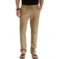 thumbnail image 4 of JUNWELL Men‘s Business Casual Pants Drawstring Straight Elastic Trousers Solid Color Loose Pure Cotton Pants, 4 of 7