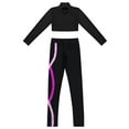 thumbnail image 3 of TiaoBug Kids Girls Mock Neck Long Sleeve Gymnastics Crop Top with Leggings Sport Yoga Dance Activewear Hot Pink 6, 3 of 7
