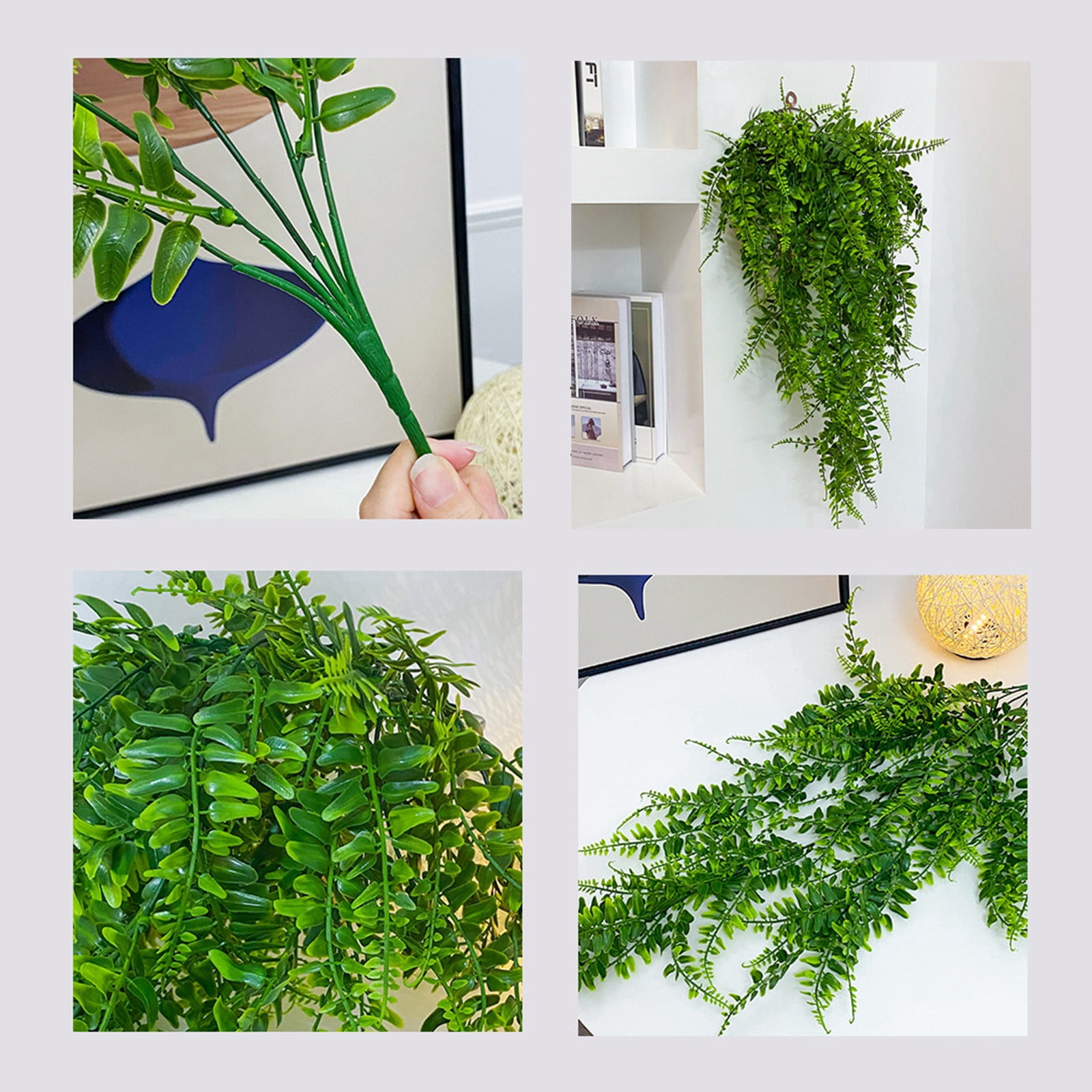 Artificial Boston Ferns, 2025 Fake Fern Artificial Hanging Ferns Outdoor Faux Hanging Greenery Plant Indoor UV Resistant Plastic Plants for Wall, Wedding Party, Holiday Decor,