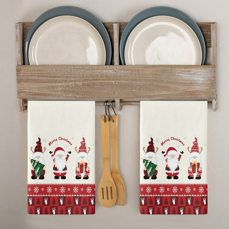 Christmas Kitchen Dish Towels, Christmas Tree Cart Decoration Dish
