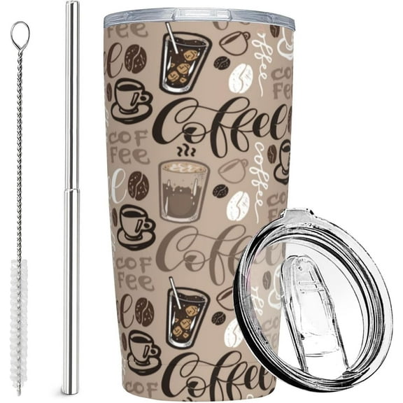 Tumbler with Lid and Straw, 20 Oz Stainless Steel Insulated Water Bottle Travel Coffee Mug