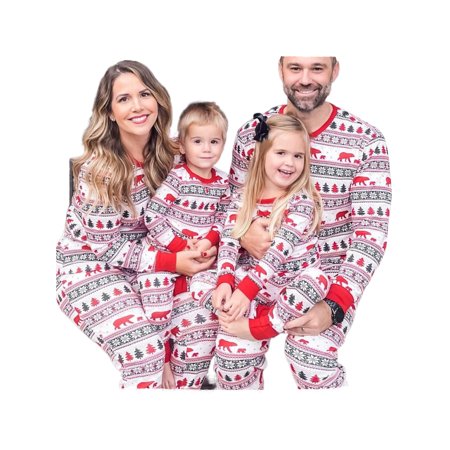

Gwiyeopda Family Matching Christmas Pajamas Sets Long Sleeve Cartoon Print Tops + Pants or Long Sleeve Baby Jumpsuit
