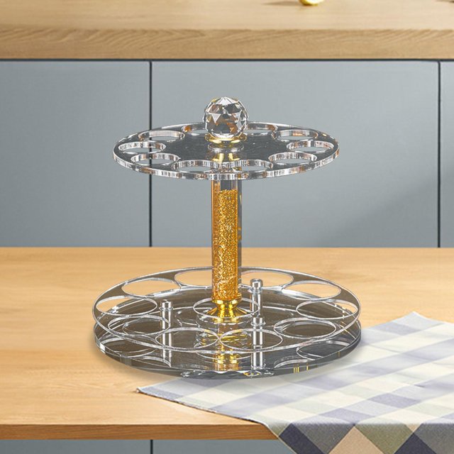 Estante giratorio para copas de vino, soporte multifunción transparente y estable para copas de vino, expositor para gabinete, fiesta, cocina y hogar 10 ollas y 10 tazas