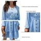 thumbnail image 5 of Vestido de mujer escote en V manga larga abombada cintura alta estampado de lunares vestido informal de moda para mujer azul claro S, 5 of 6