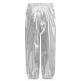 thumbnail image 2 of Zaldita Kids Boys Girls Shiny Metallic Pants Loose Hippie Trousers for Jazz Hip Hop Dance Costume Silver 120, 2 of 5