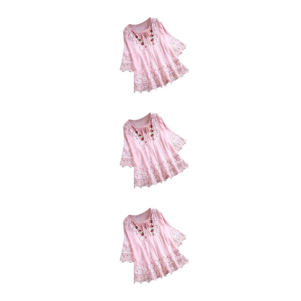 Blusa vintage para mujer Sonducket fibra verano cuello en V Tops Bow S L XL XXL 3XL 4XL 5XL