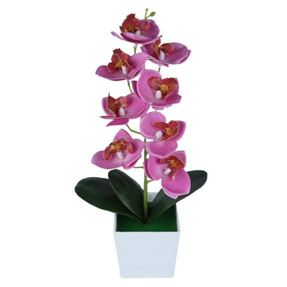 Kingtowag Indoor Plants, 8-Head Artificial Phalaenopsis Orchid In Pot, Realistic Faux Flowers for Home Table Centerpieces and Decor