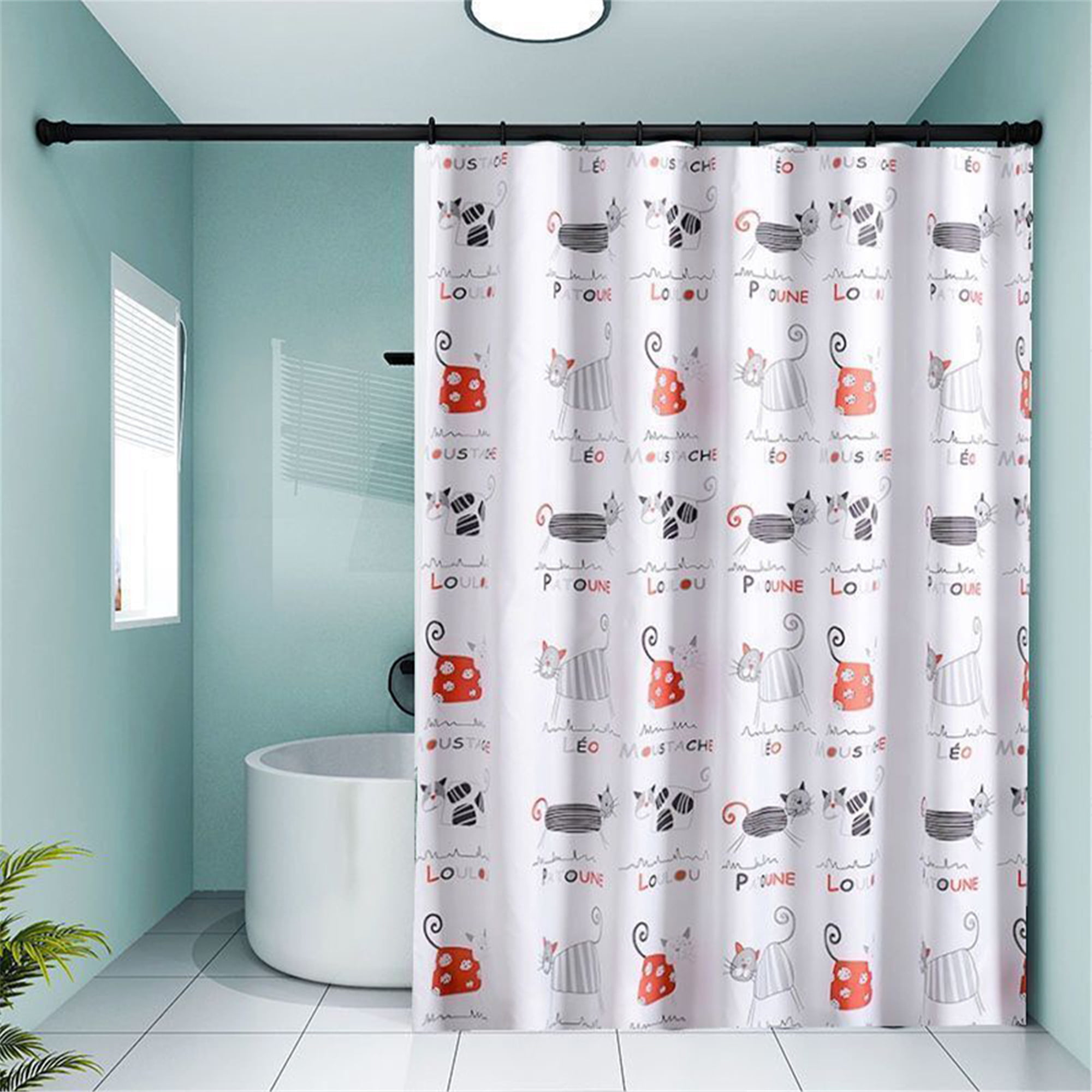180x180cm Waterproof Fabric Home Decor Bathroom Shower Curtain Cats read news 