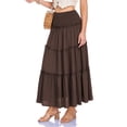 thumbnail image 6 of GEWSEY Womens Maxi Skirt Summer Boho Long Flowy Elastic High Waist A-Line Tiered Skirts 2026 Casual Beach Vacation Clothes (Brown, XL), 6 of 9