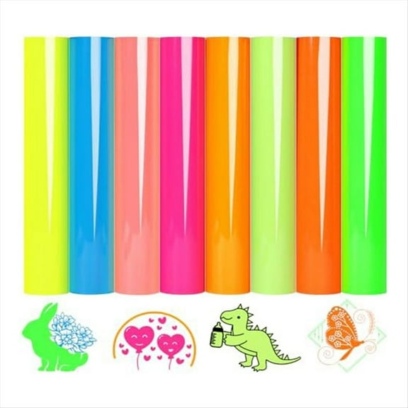 New Arrivals HTV Heat Transfer Vinyl 8 Neon Assorted Sheets 30 x 25 Inch