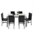 Dining Table with 6 Highback Upholstered Chairs, Modern Set, Dining Table and Chairs