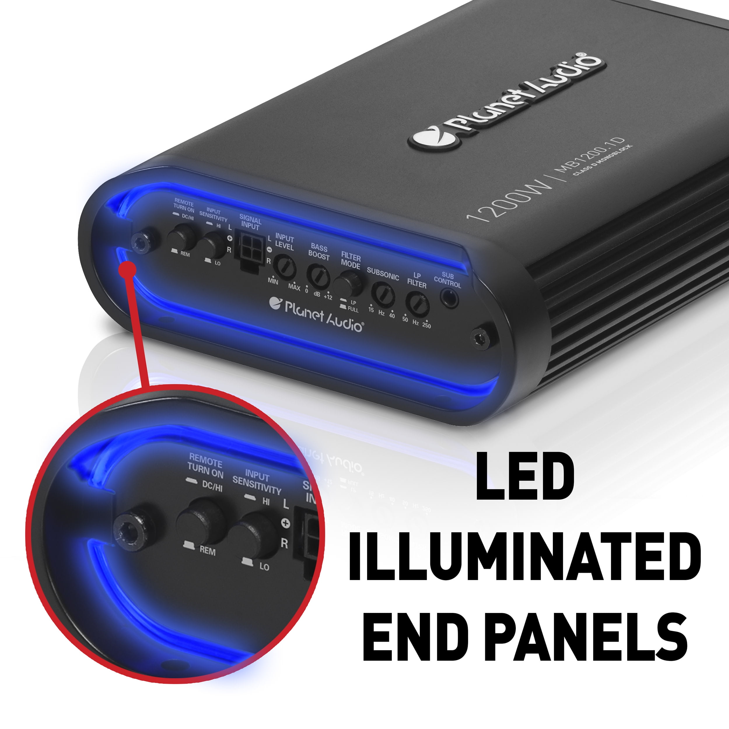Planet Audio MB1200.1D 1200 Watt Class D Car Amplifier, 1 Ohm Stable, Mosfet