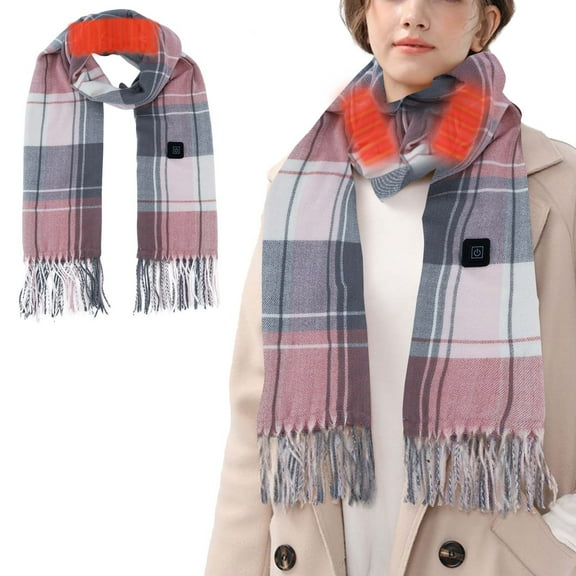 Meresysid Heated Scarf for Men's And Women's Same Style Winter Heat Three Level Temperature Regulation Washable Scarves Pink
