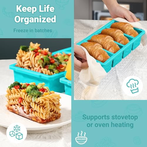 Silicone Soup Freezer Molds with Lids - 1-Cup Reusable Ice Cube Trays for Meal Prep, Food Storage, and Portion Control - 250mL and 125mL Containers, 2-Pack Set