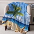 thumbnail image 3 of Throw Blanket for Couch Palm Tree Starfish Soft Fleece Flannel Blankets Cozy Lightweight Blanket for Home Sofa Living Room Sandy Beach Blue Sky Bed Throws 50" x 60", 3 of 9