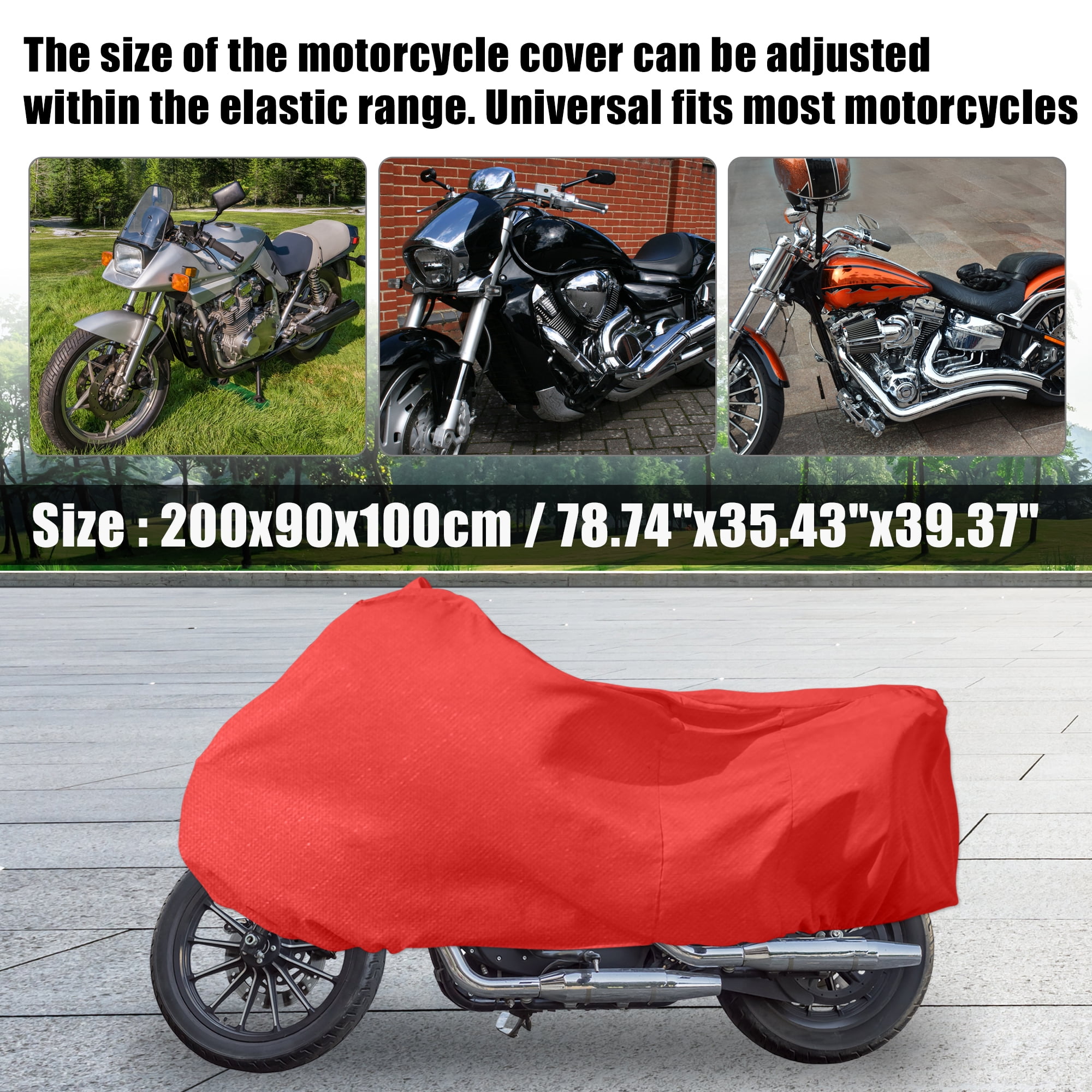 Motorcycle Cover Stretch Elastic Fabric Indoor Dust Dirt Protector Cover Fits 60.99'' -70.86'' Motorbikes Red M