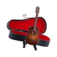 thumbnail image 2 of Guitarra de imitación en miniatura para escritorio, instrumento musical clásico, mini guitarra de madera, decoración artesanal, regalo de graduación, modelo con caja de almacenamiento y estante., 2 of 7
