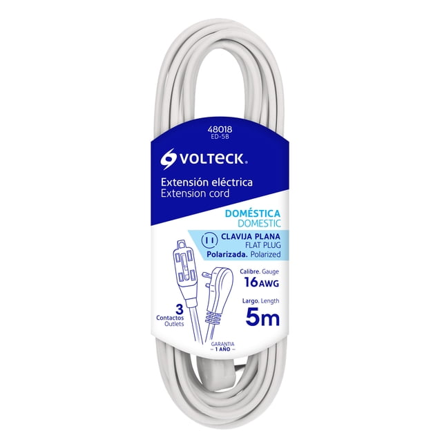 Extensión eléctrica doméstica TRUPER 5 M BLANCA con clavija