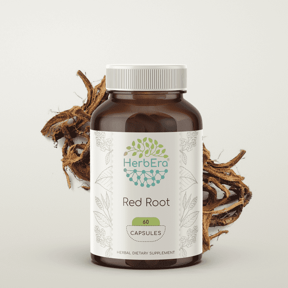 HerbEra Red Root Capsules, Herbal Dietary Supplement for Lymphatic System Support, Red Root (Ceanothus Americanus) Dried Root Capsules, Natural, 60 Capsules