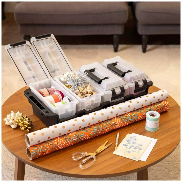 Greenmade Black/Clear Storage Box Set 7.5 in. H X 11.65 in. W X 24