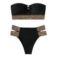 thumbnail image 1 of 2Pcs/Set Ring Connection Off Shoulder Bikini Set Bandeau Bra High Waist Briefs Swimwear Beachwear, 1 of 10
