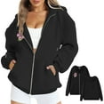 thumbnail image 2 of Cathalem Hoodies for Women Sweatshirt Zip Up Hoodie Fall Fashion 2025 Trendy Long Sleeve Jackets Winter Clothing Outfits (Black,M), 2 of 4
