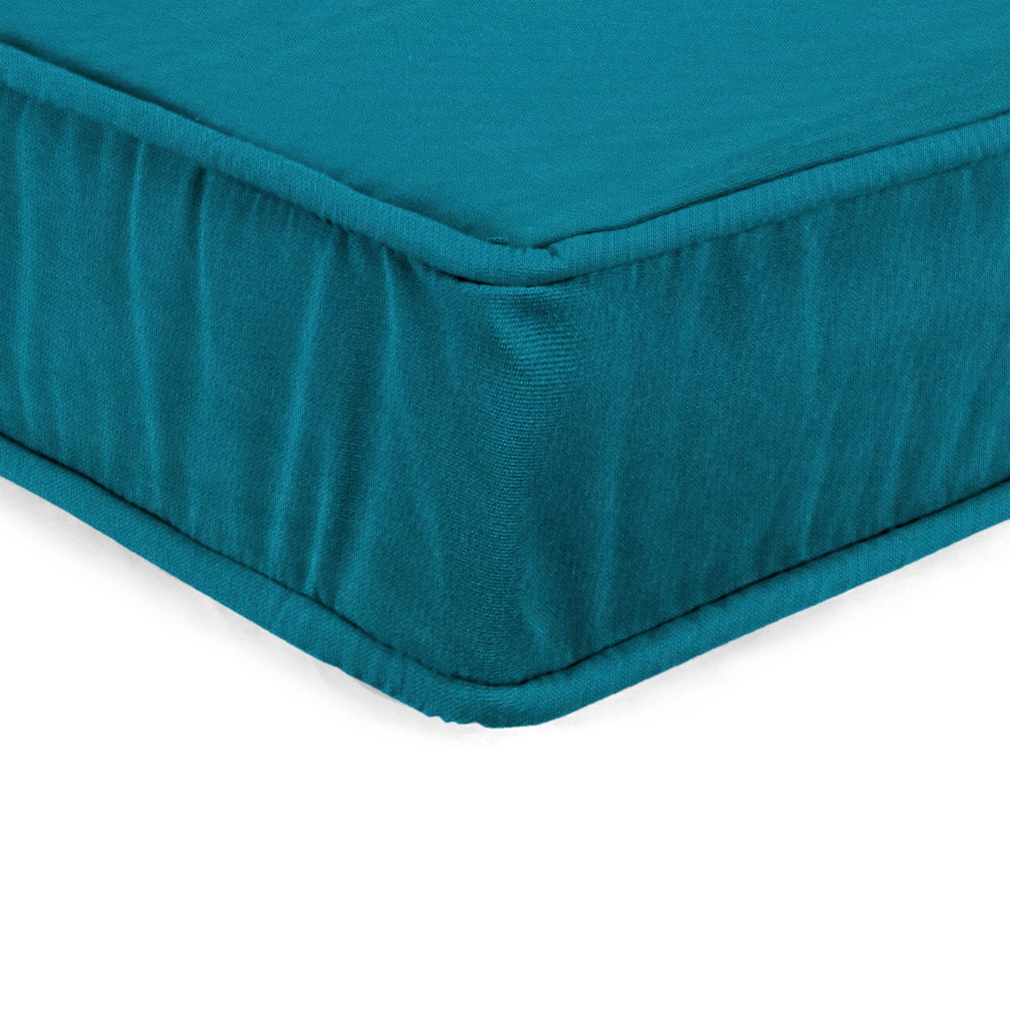Jordan Manufacturing 22.5" x 22.5" Canvas Turquoise Solid Square Outdoor Deep Seat Cushion with Ties and Welt
