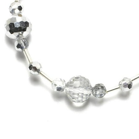 Cousin Glass 8.75" Round Faceted Silver Mixed Strung Beads, 1 Each