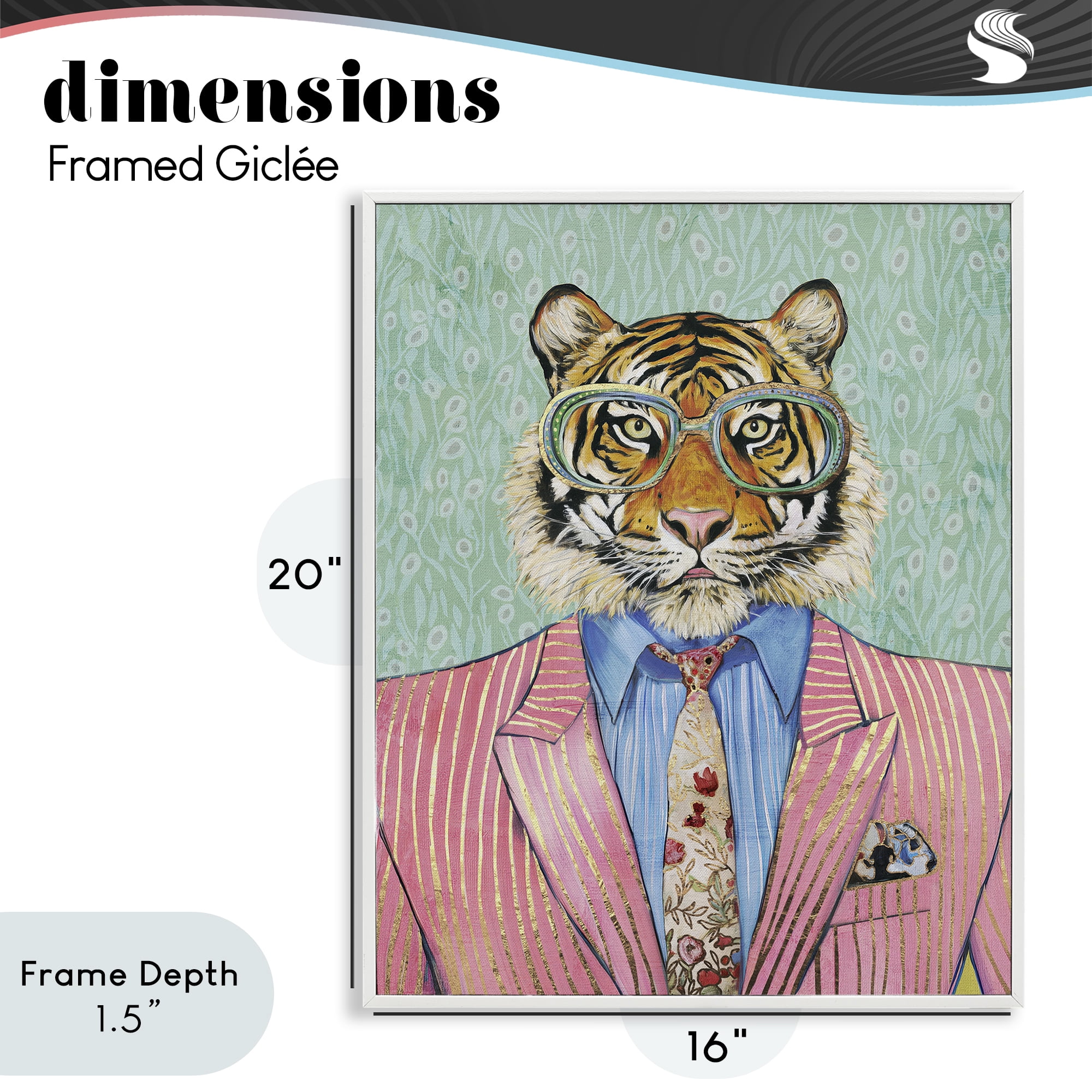 Stupell Industries Sharp Tiger Outfit White Framed Giclee Art, design by Svetlana Aleynikova
