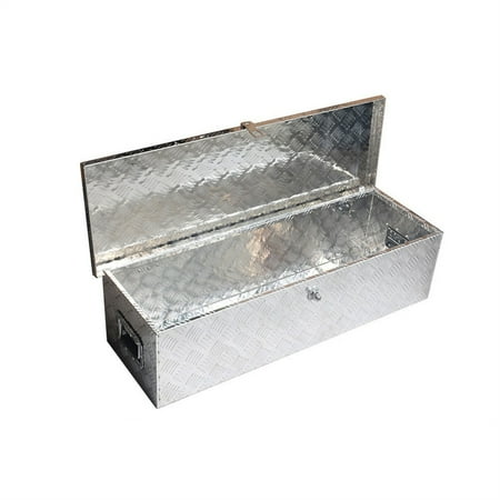 

39in Aluminum Pick Truck Bed Tool Box Storage Case for Pick Up Truck Bed Rv Atv 39 x 13 x 10in (L x W x H) w/Lock & Key 1.5mm Thick Silver
