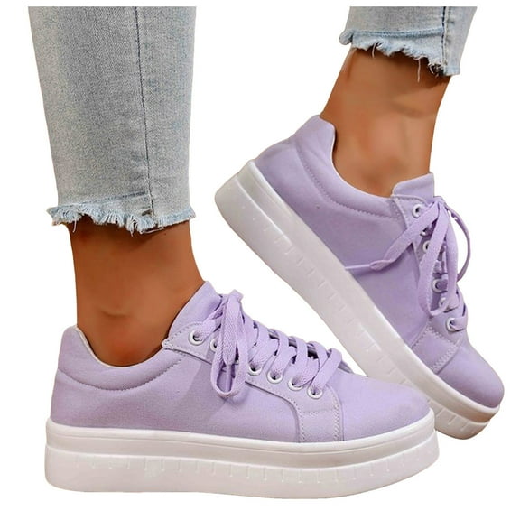 Chenyee Platform Lace Up Sneakers for Women Low Top Tennis Shoes Non Slip Fashion Canvas Dress Shoes