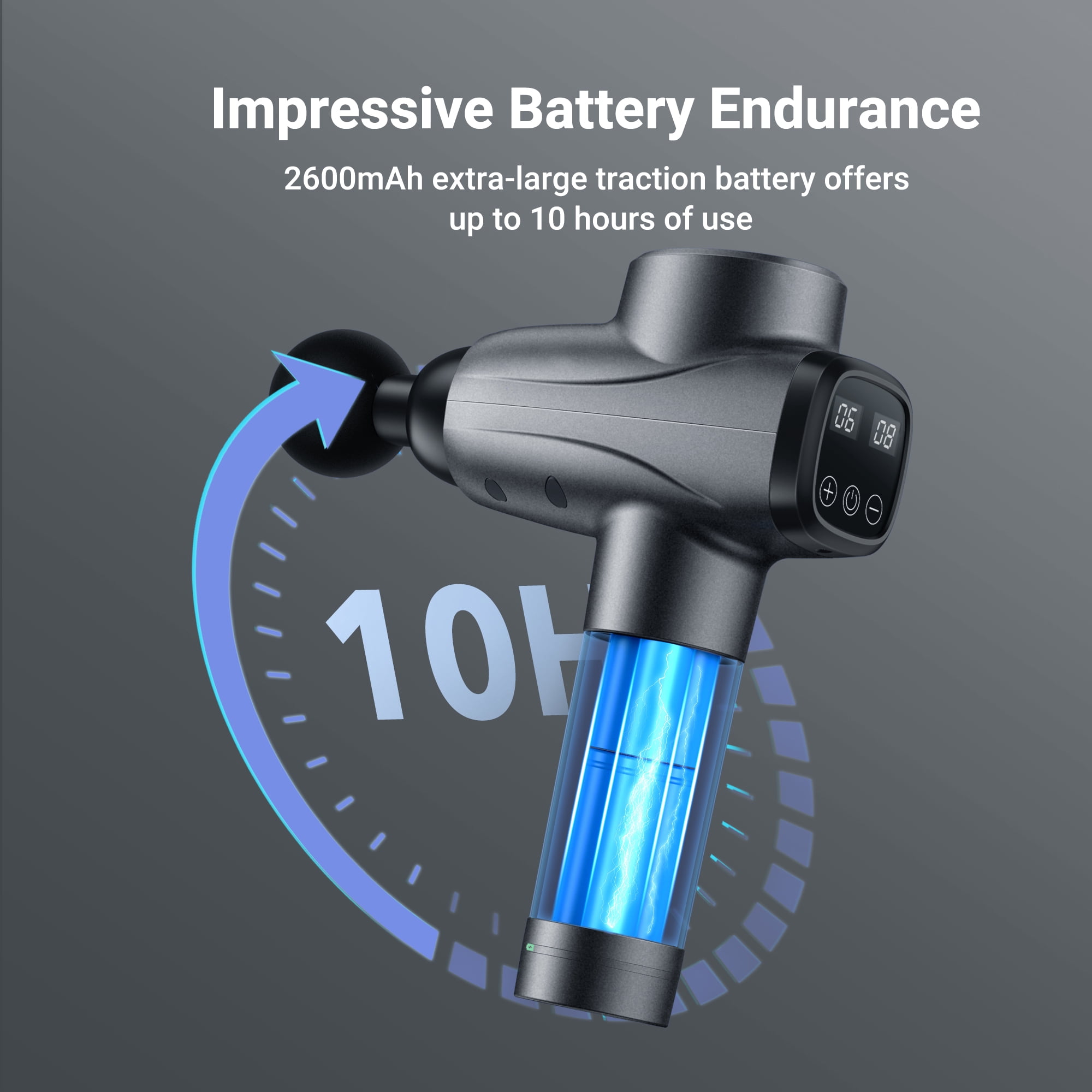 TaoTronics Muscle Massage Gun Deep Tissue Percussion Handheld Electric Massager with 10 Speed Levels 6 Massage Heads for Gym Office Home Post-Workout Recovery Pain Soreness Relief