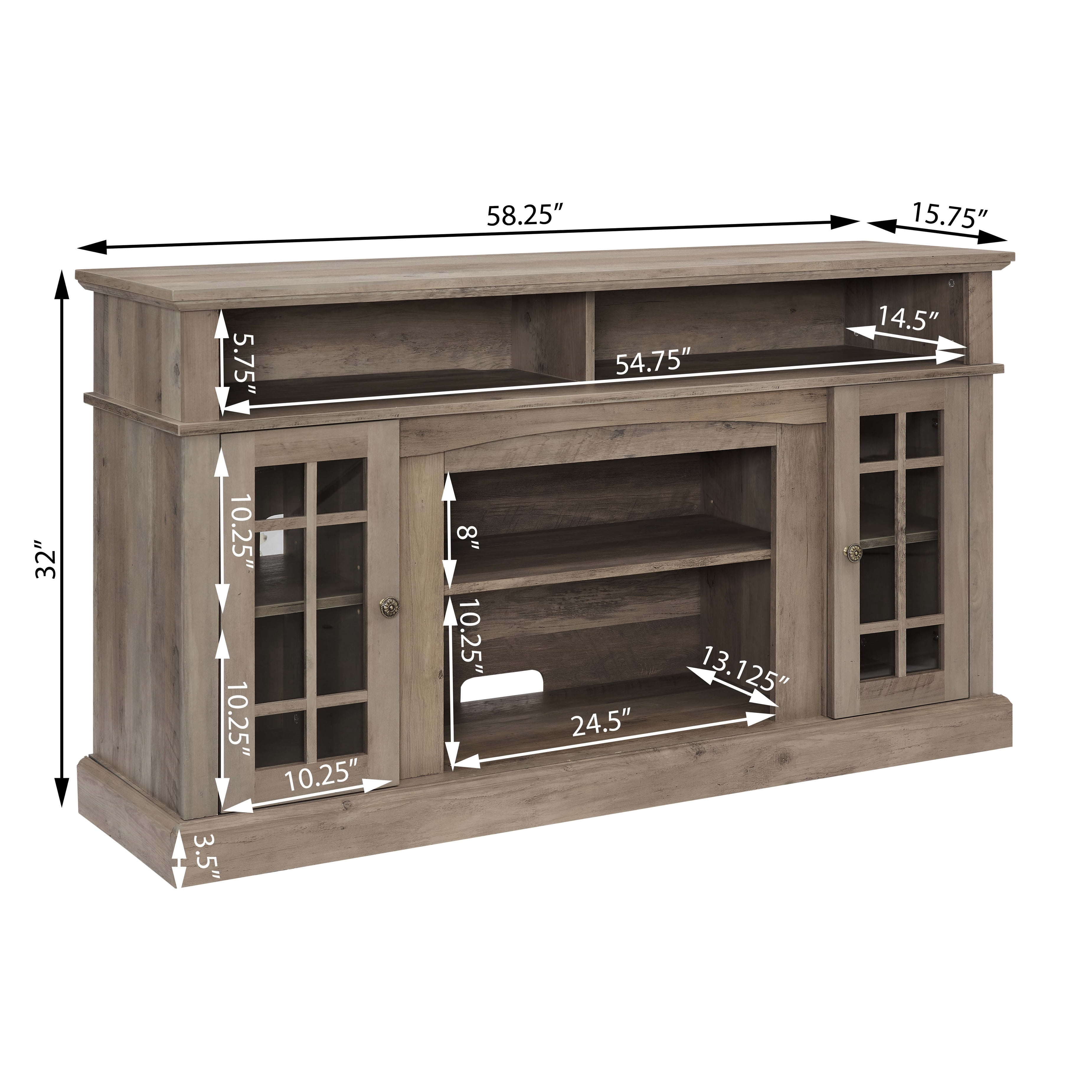 Aukfa TV Stand for TV up to 65", TV Console Table with Storage and Cabinet, 2 Doors, Gray Wash