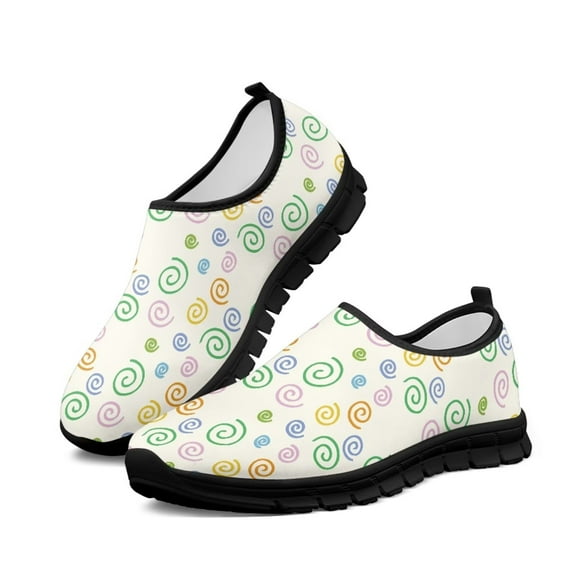 Psesaysky Colorful Circles Printed Shoes for Girls Students Low-Cut Casual Shoes Lightweight Breathable Walking Sneakers