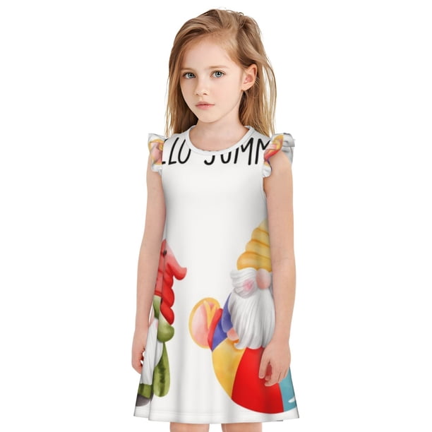 Balery Summer Gnome Camisón de princesa para niñas, pijama de algodón con mangas abullonadas, suave y bonito.-XX-Large