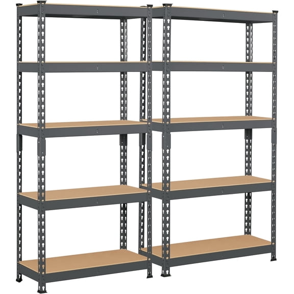 Yaheetech 2 Pieces of 5 Tiers Boltless Storage Shelf Goods Rack for Home Warehouse, Black