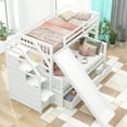 thumbnail image 2 of [US IN STOCK] Twin over Full Bunk Bed with Drawers,Storage and Slide, Multifunction, White, 2 of 9